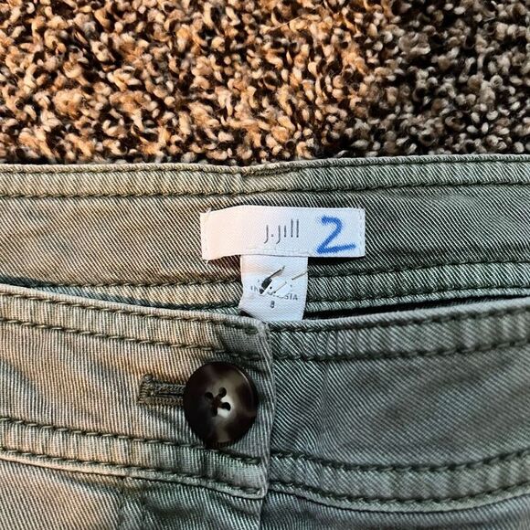 J. Jill Skinny Pants Women's 8 Olive Flat Front Casual Pockets Zip Fly - Picture 4 of 6